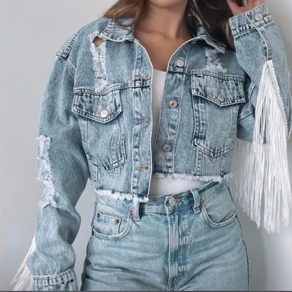 Boutique Bride denim jacket fringe - Picture 2 of 2